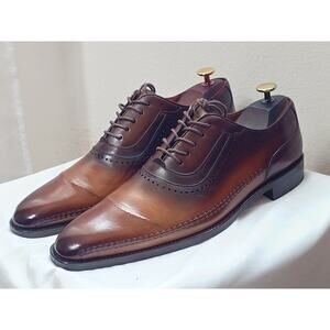Mezlan "Allamn" Embroidered Oxford Dress Shoes 9.5 M Two Tone Brown